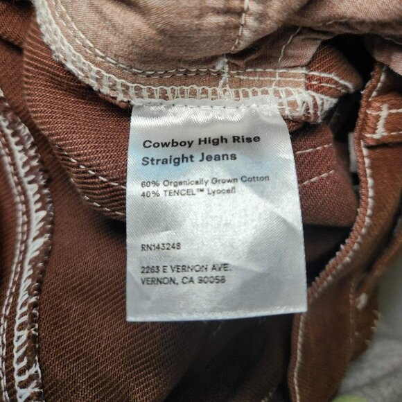 REFORMATION Cowboy High Rise Straight Jeans in Chocolate Brown - Picture 5 of 7